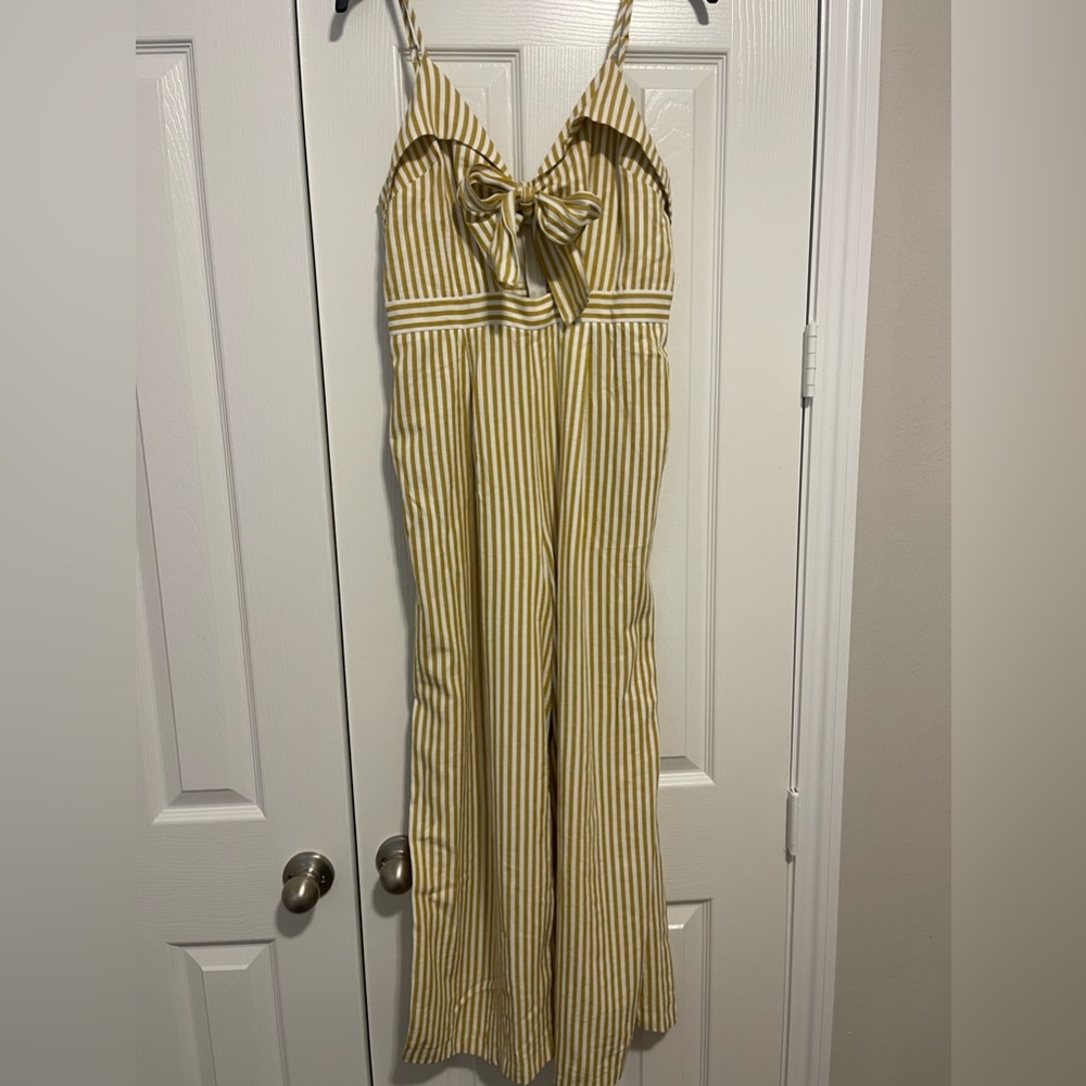 Striped Wide Leg Jumpsuit - Size Medium